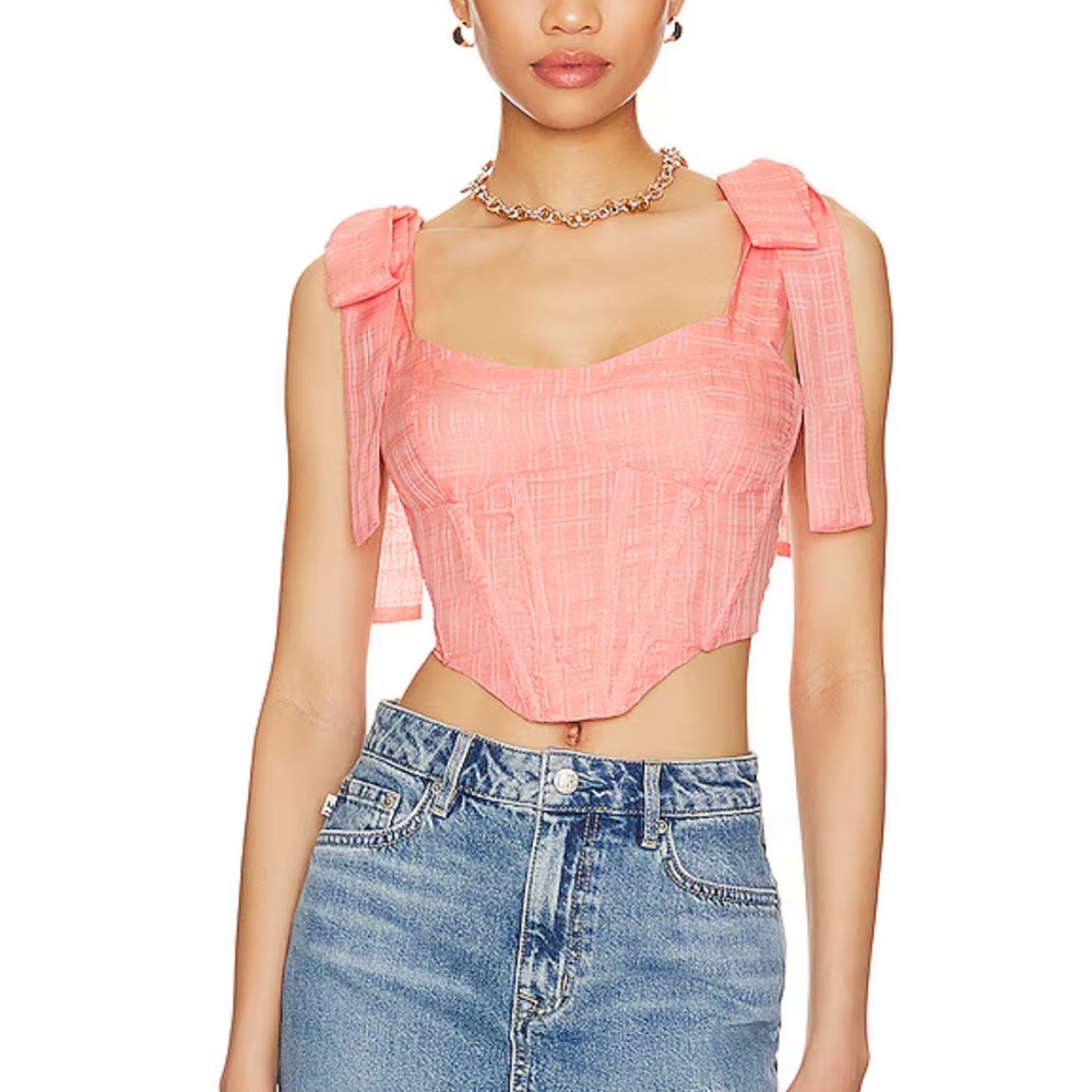MAJORELLE Martina Corset Top in Coral XS